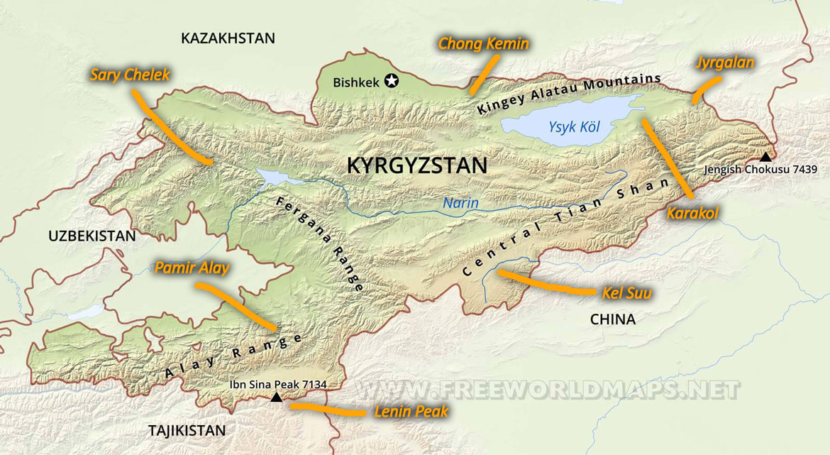 Mappa Trekking Kirghizistan - Kyrgyzstan Trekking